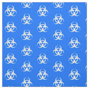 Blue & White Biohazard Symbol Fabric