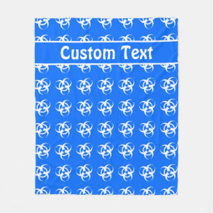 Blue & White Biohazard Warning Blanket w/ Text