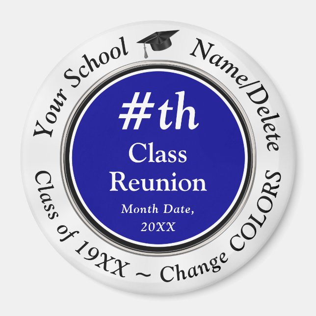 Blue, White, Black, Cheap, Class Reunion Favours, Magnet (Front)