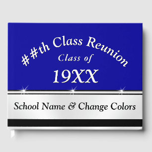 Blue, White, Black Custom Class Reunion Guest Book