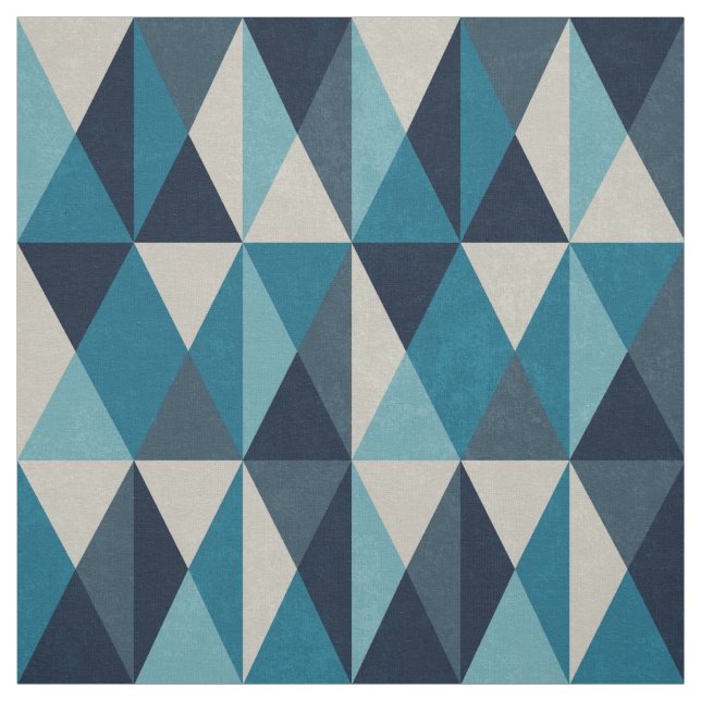 Blue White Black Geometric Rhombic Pattern Fabric (Swatch)