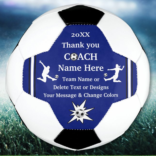 Blue, White, Black Personalised Soccer Coach Gifts Football (Soccer Ball White and Black)
