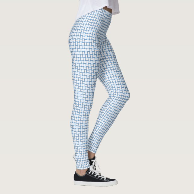 Blue White Block Pattern Leggings (Right)