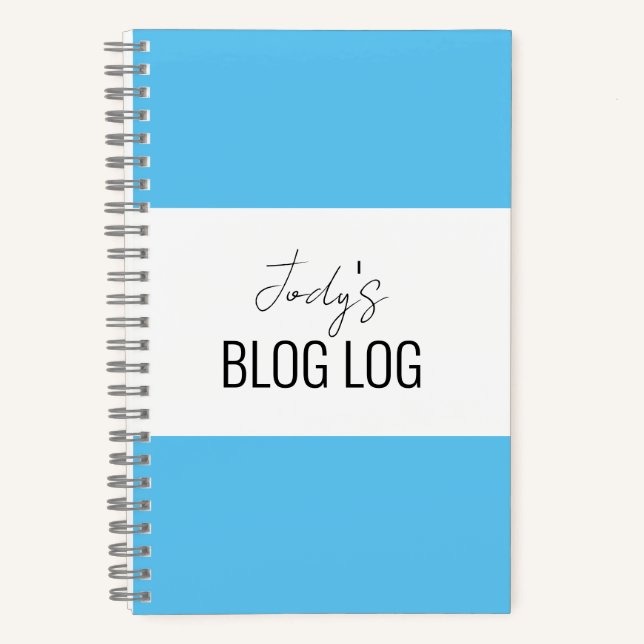 Blue & White Blogging Spiral Notebook (Front)