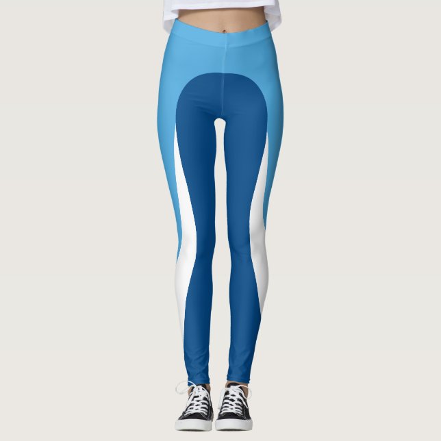 Blue/White/Blue Pattern Leggings (Front)