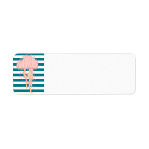 Blue White Bold Stripes Jellyfish Address Labels