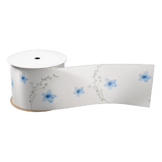 Blue & White Botanical Bliss Ribbon Satin Ribbon