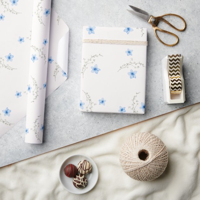Blue & White Botanical Bliss Wrapping Paper (Crafts)