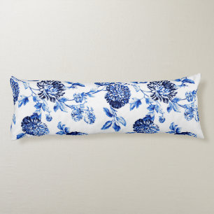 Blue & White Botanical Floral Toile Body Cushion