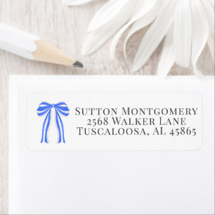 Blue & White Bow Coquette Address