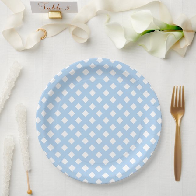 Blue & White Boy Baby Shower Paper Plate (Wedding)