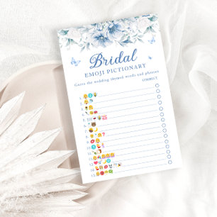 Blue White Bridal Shower Emoji Pictionary Game 