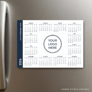 Blue White Business Logo 2026 Magnetic Calendar