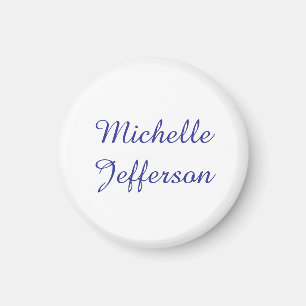 Blue & White Calligraphy Elegant Chic Modern Magnet