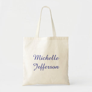 Blue & White Calligraphy Elegant Chic Modern Tote Bag