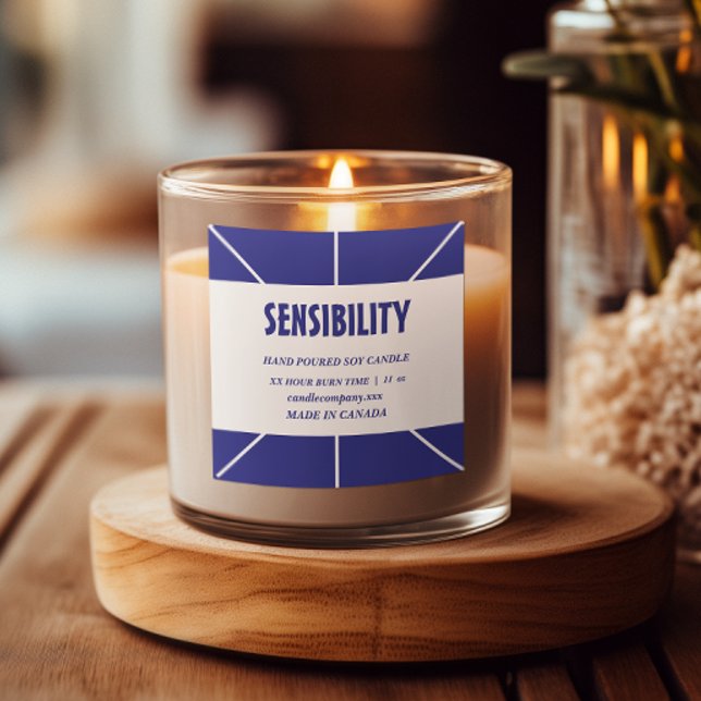 Blue White Candle Product  Square Label (Creator Uploaded)