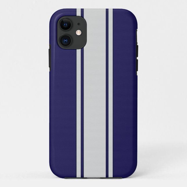 Blue & White Carbon Fibre Stripes iPhone 5 Case (Back)
