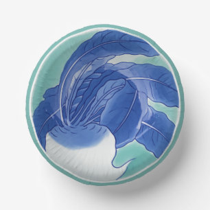 Blue White Celadon Chinoiserie Turnip Faux China Paper Plate