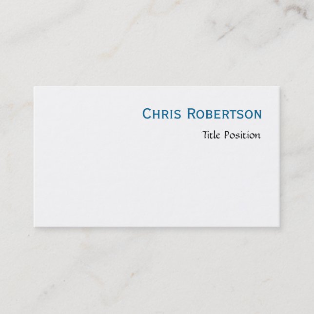 Blue White Charming Script Business Card (Front)