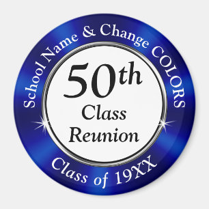 Blue, White, Cheap 50th Class Reunion Souvenirs,  Magnet