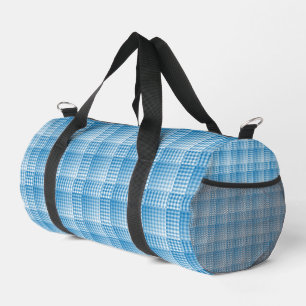 Blue White Checker Abstract Pattern Small Duffle Bag