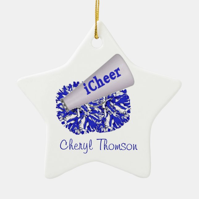 Blue & White Cheerleader ornament (Front)