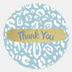Blue & White Cheetah Leopard Animal Print Party Classic Round Sticker