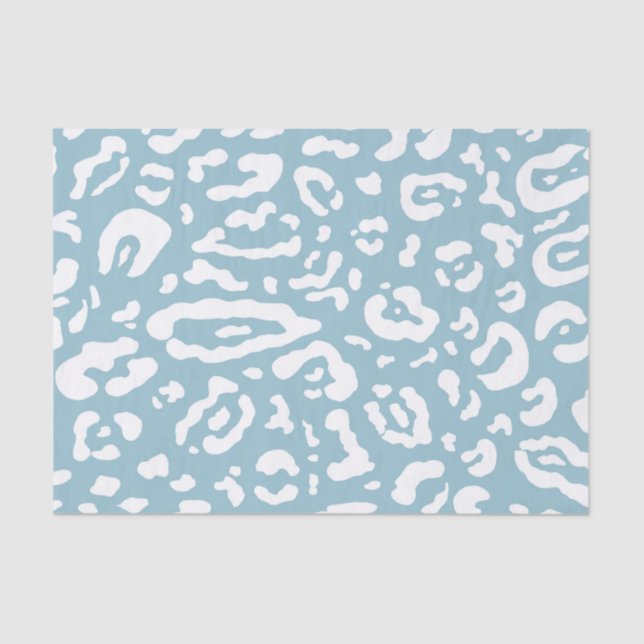 Blue & White Cheetah Leopard Animal Print Party  Tissue Paper (Front)