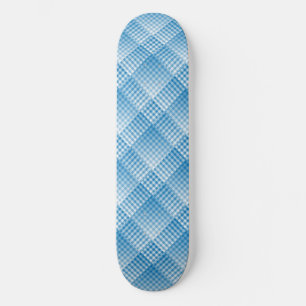 Blue White Chequered Abstract Pattern Skateboard