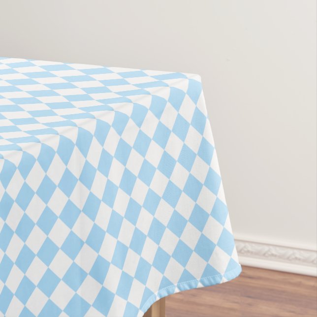 Blue White Chequered Baby Shower Kids Room Decor Tablecloth (In Situ)
