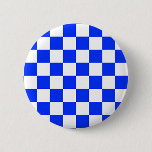 Blue White Chequered Check Pattern 6 Cm Round Badge