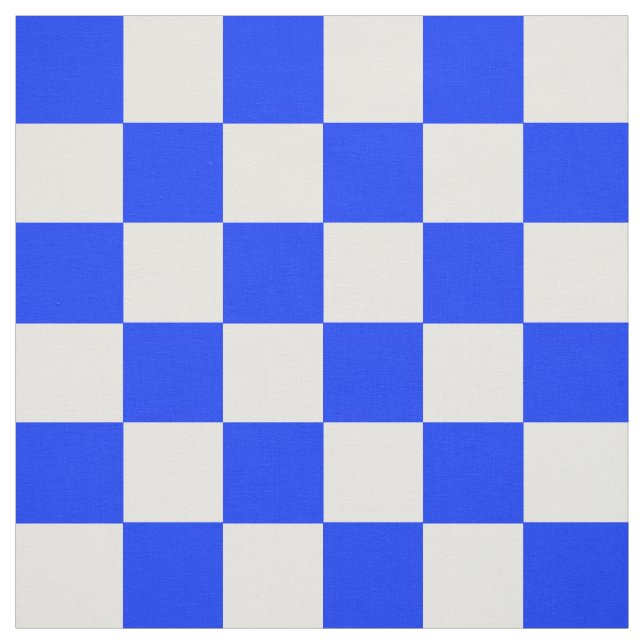 Blue White Chequered Check Pattern Fabric (Swatch)