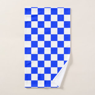 Blue White Chequered Check Pattern Hand Towel