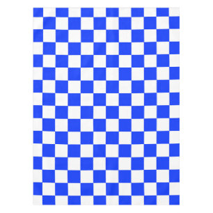 Blue White Chequered Check Pattern Tablecloth