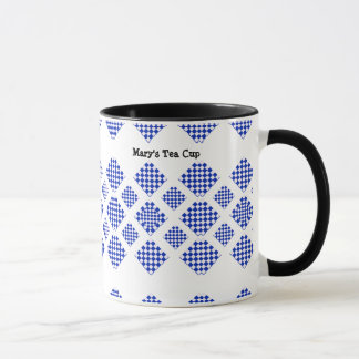 Blue White Chequered Diamond Mug