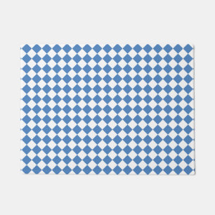 Blue White Chequered Diamond Pattern Doormat