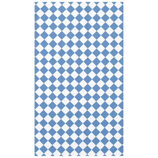 Blue White Chequered Diamond Pattern Tablecloth (Front)