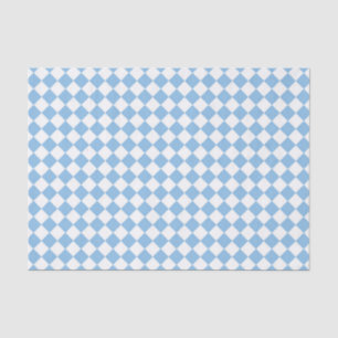 Blue White Chequered Diamond Pattern Tissue Paper