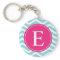 Blue White Chevron Bright Pink Monogram