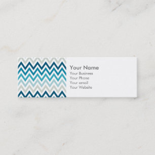 Blue White Chevron Geometric Designs Colour Mini Business Card