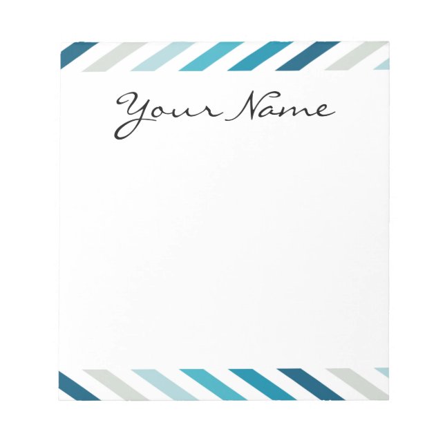 Blue White Chevron Geometric Designs Colour Notepad (Front)