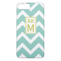 Blue & White Chevron Monogram iPhone 7 Plus Case