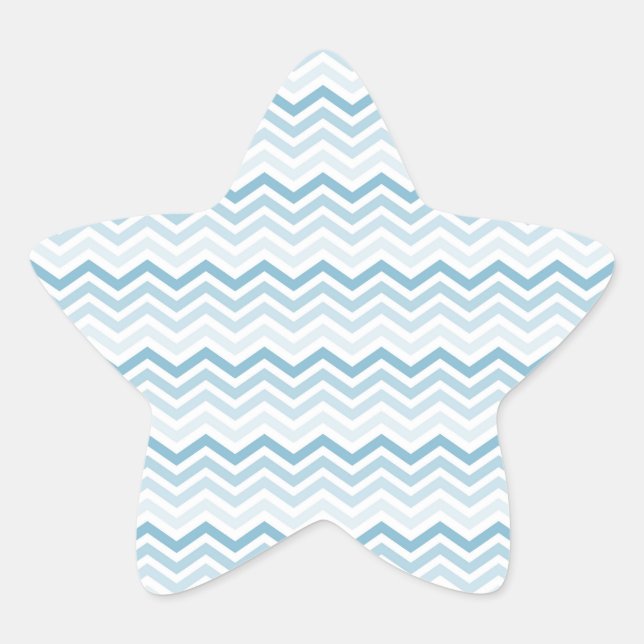 Blue White Chevron Ombre Star Sticker (Front)