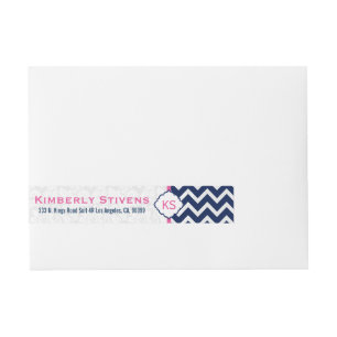 Blue & White Chevron Zigzag Pattern 2 Wraparound Address Label