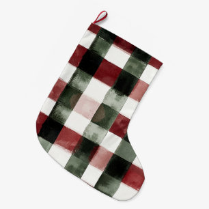 Blue White Chic Floral Large Christmas Stocking