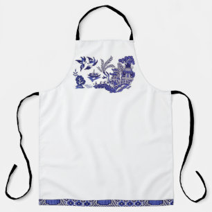 Blue & White China Blue Willow Design  Apron