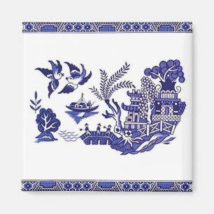 Blue & White China Blue Willow Design Magnet