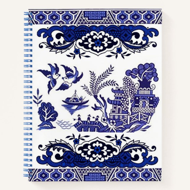 Blue & White China Blue Willow Design Notebook (Front)