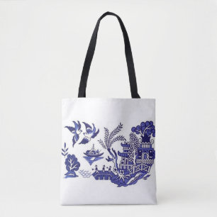 Blue & White China Blue Willow Design Tote Bag