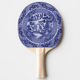Blue & White China Blue Willow Design v2 Ping Pong Paddle